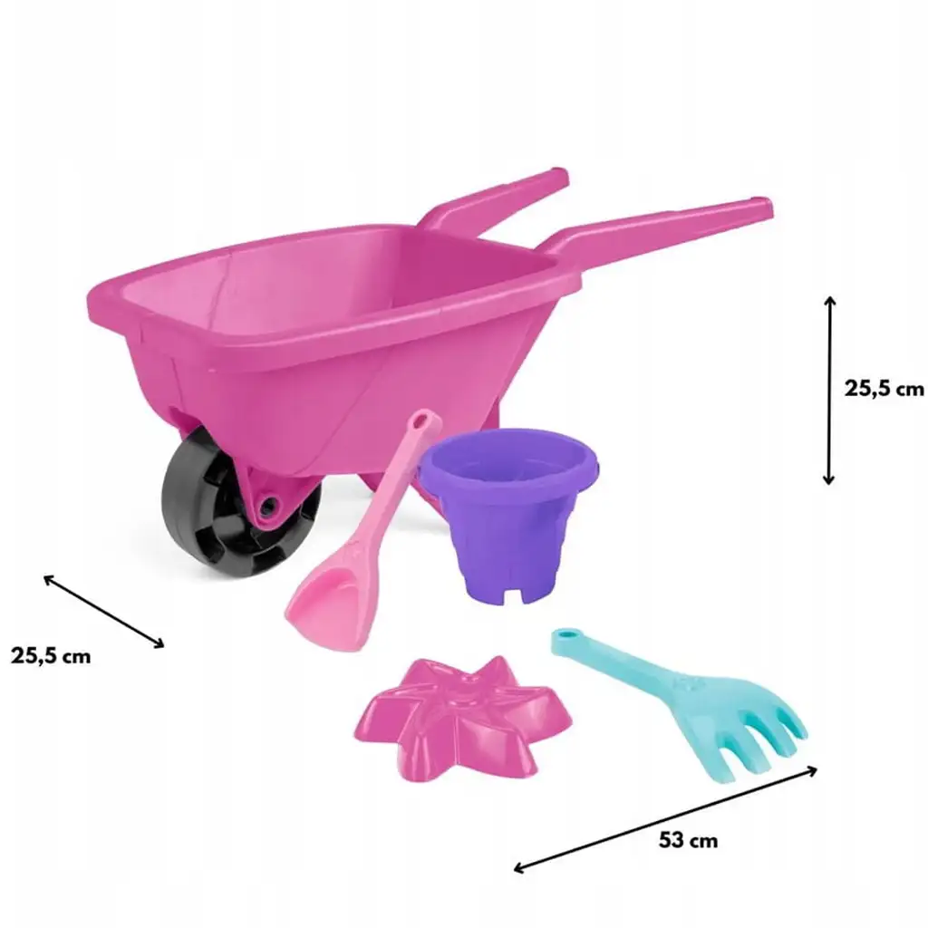 Kleiner Sandkasten-Schubkarre in Rosa mit Zubehör - Wader kép 2