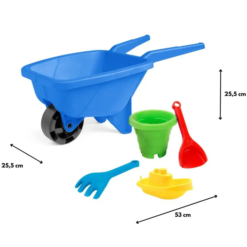 Kleiner Sandkasten-Schubkarre in Blau mit Zubehör - Wader kép 2