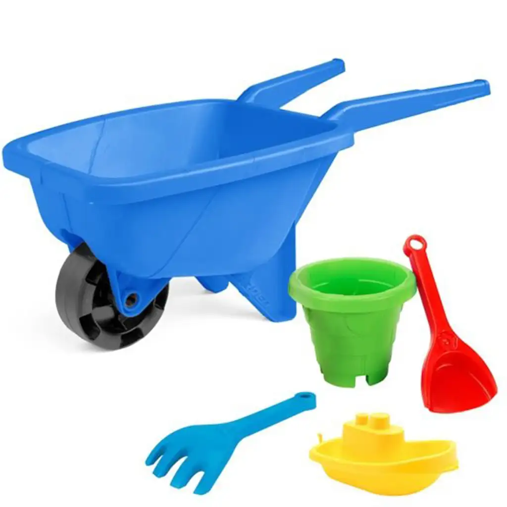 Kleiner Sandkasten-Schubkarre in Blau mit Zubehör - Wader