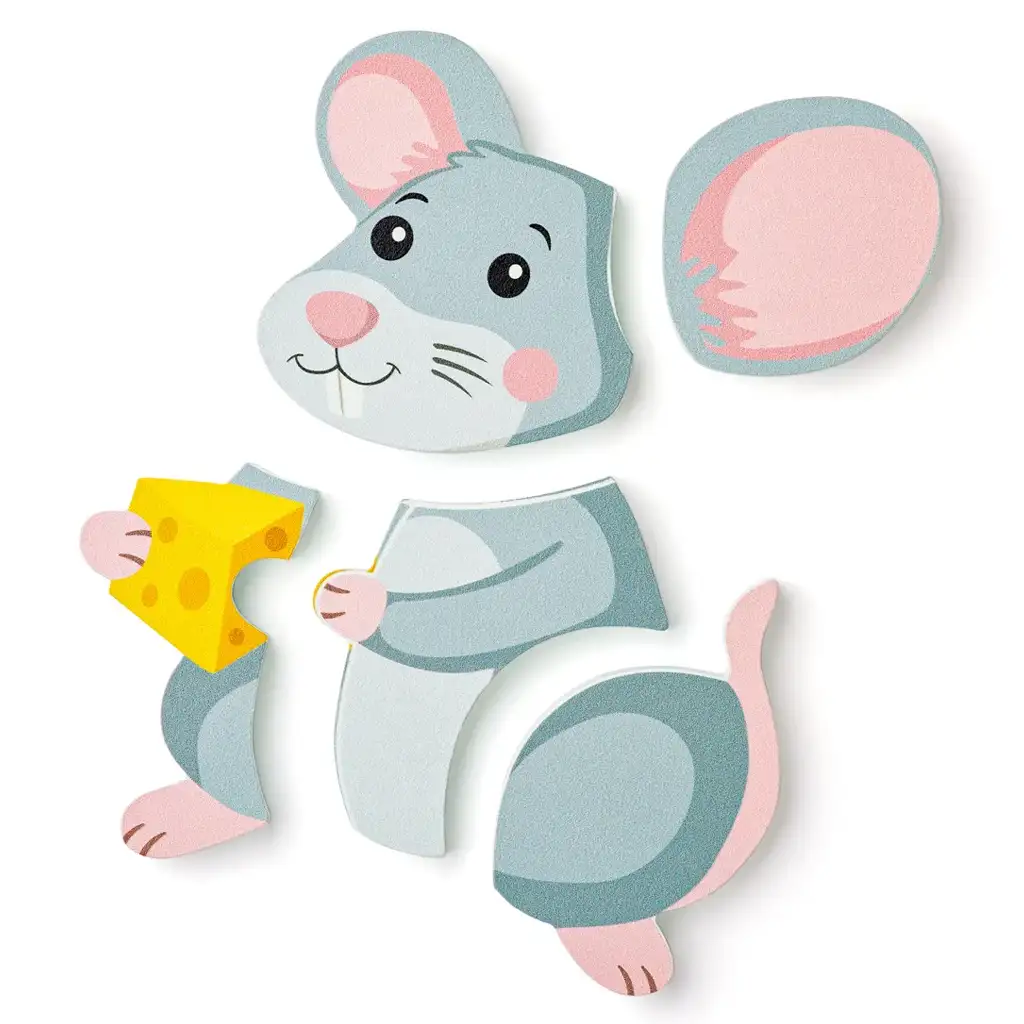 Holz-Puzzle mit Mausmotiv für Babys, 5-teilig - Woodyland kép 2