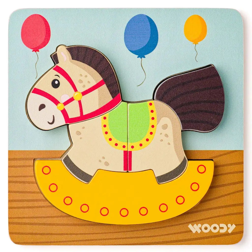 Holz-Schaukelpferd Baby-Puzzle 5-teilig - Woodyland