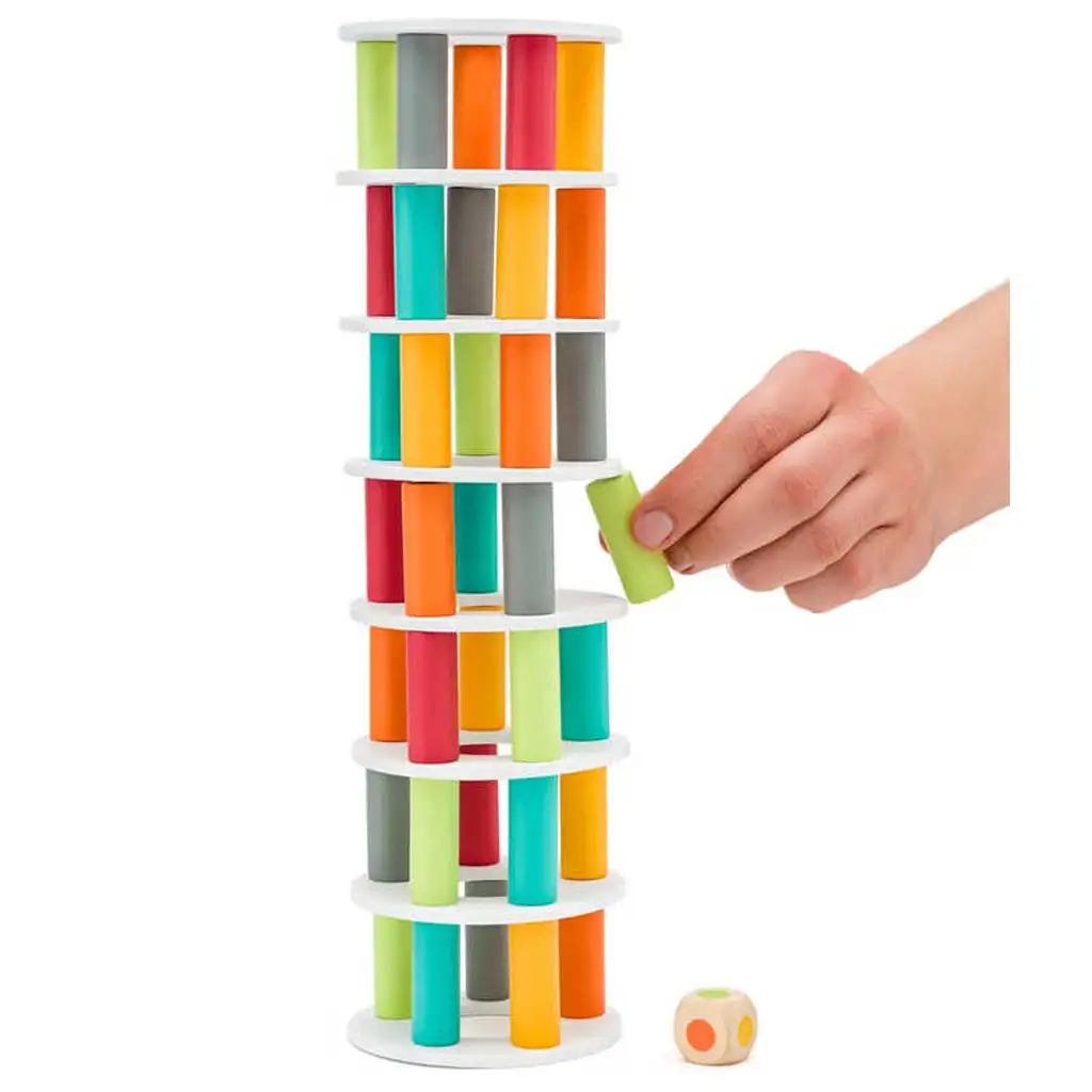 Schiefer Turm von Pisa Geschicklichkeitsspiel aus Holz, 45-teiliges Set - Woodyland kép 2