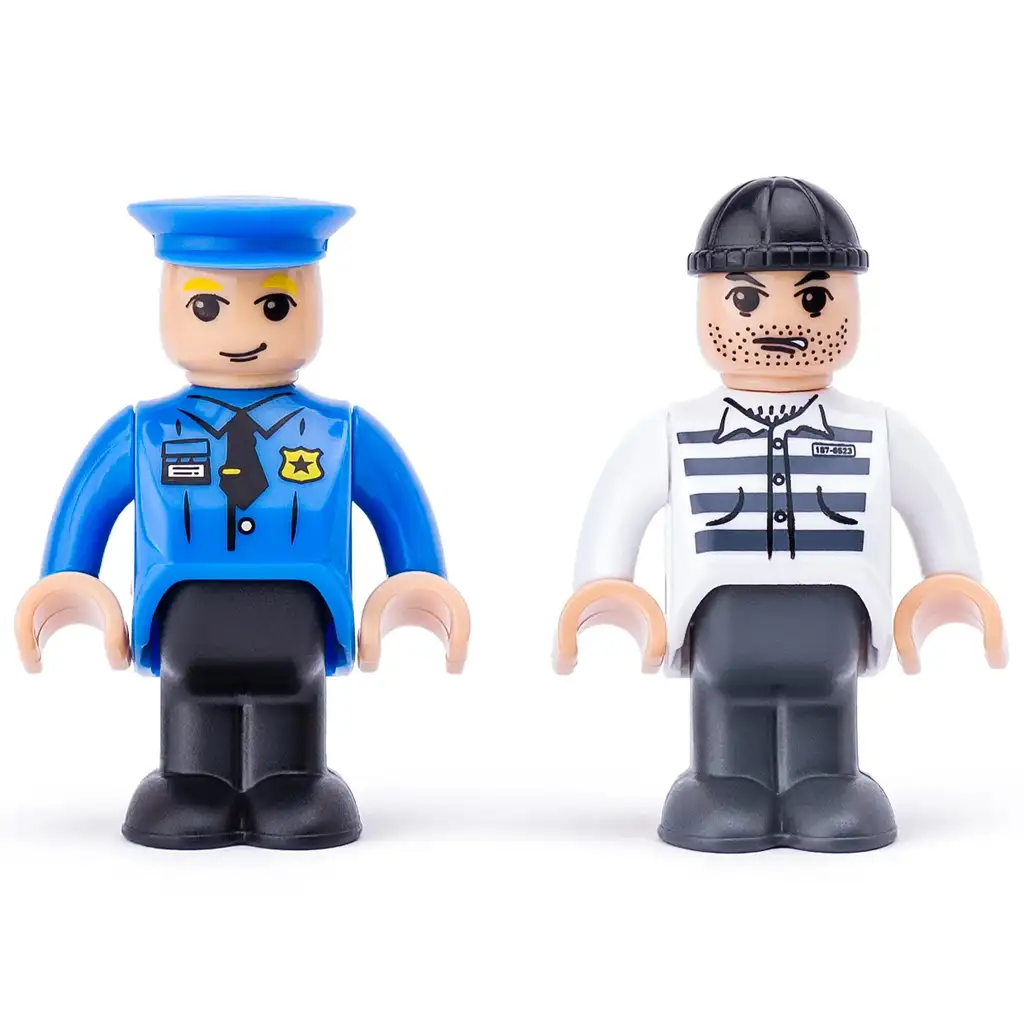 Magnetisches Polizeiauto mit Anhänger - Woodyland kép 3