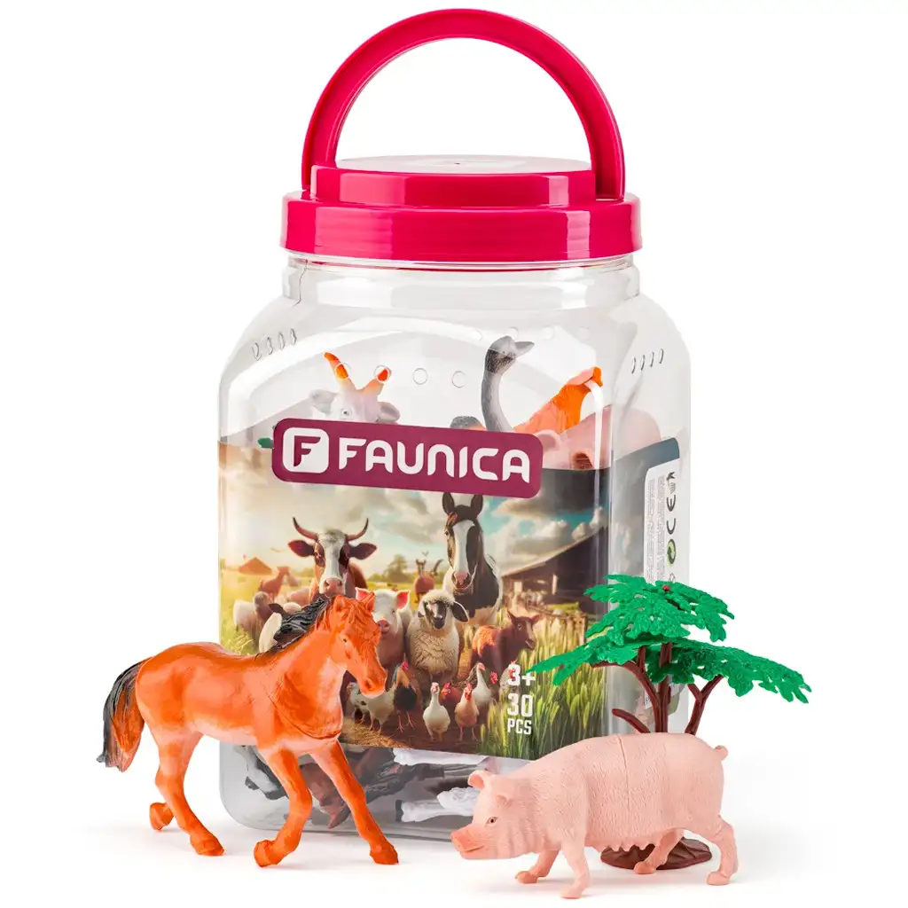 Faunica: Bauernhoftiere Spielset im Eimer - Woodyland