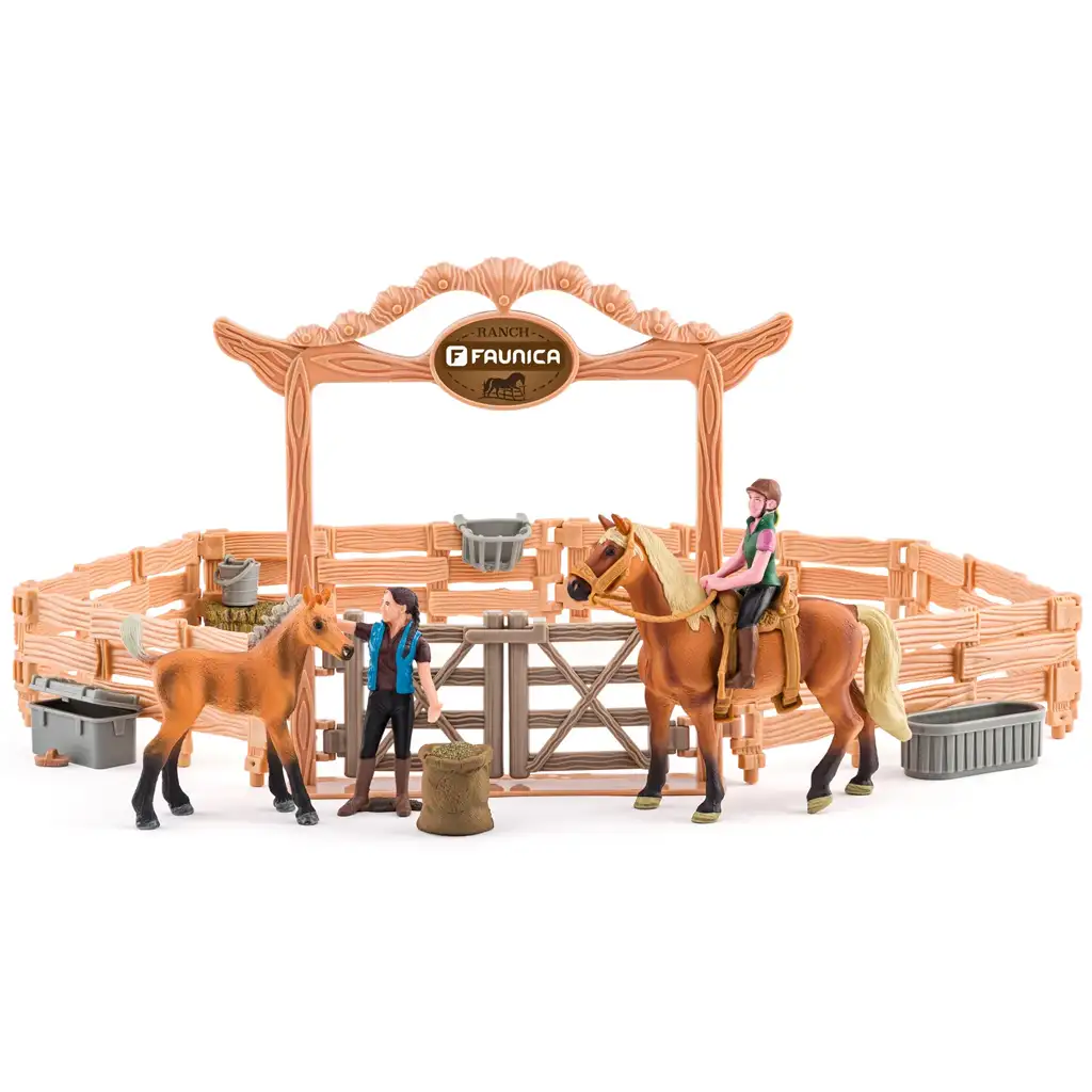 Faunica: Reitstall mit Pferden und Reitern 23-teiliges Spielset - Woodyland kép 2