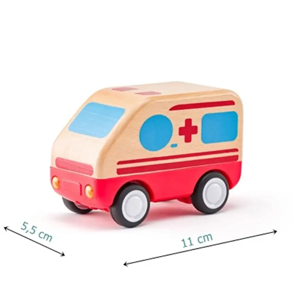 Holzkrankenwagen mit Licht und Sound - Woodyland kép 2