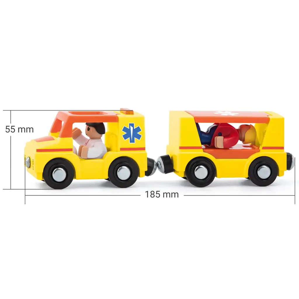Magnetischer Krankenwagen mit Anhänger - Woodyland kép 2