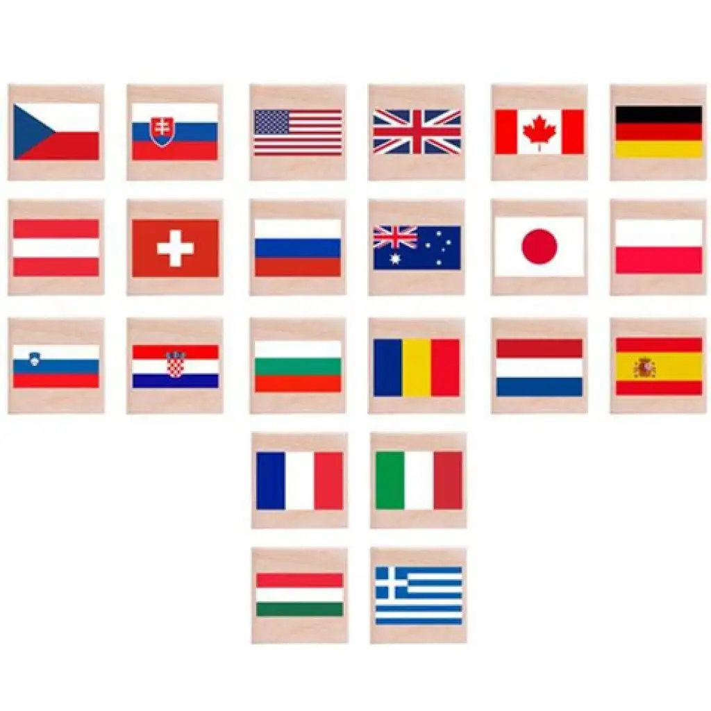 Flaggen Holz-Memory-Spiel in einer Box - Woodyland kép 2