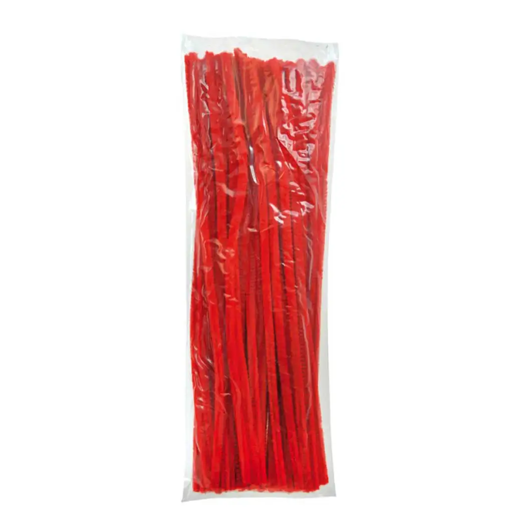 PlayBox: Rote Chenille-Fäden 100 Stück 6mm