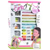 Fashion Girls: Fonalas karkötőkészítő szett 100+ színes gyöngyökkel és kiegészítőkkel