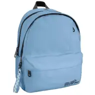 Must: Négyrekeszes lekerekített világoskék iskolatáska, hátizsák 32x19x42cm