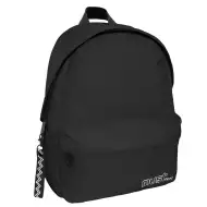 Must: Lekerekített fekete négyrekeszes iskolatáska, hátizsák 32x17x42cm