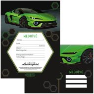 Ars Una: Zöld Lamborghini mintás 10db-os meghívó szett borítékkal