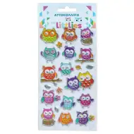 The Littlies: Bagoly mintás 3D pufi matrica szett 10x22cm-es íven