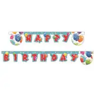 Csillogó léggömbök Happy Birthday felirat 300cm