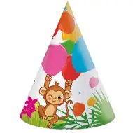 Vidám dzsungel mintás party kalap 6db-os szett
