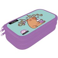 ICO: Lizzysuli Lollipop Capybara mintás három emeletes tolltartó 14x21x5 cm