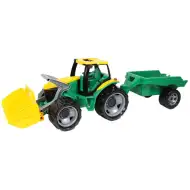 LENA: Óriás traktor homlokrakodóval és utánfutóval zöld/sárga 108cm