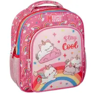 Luna: Must Team unikornis cicák lekerekített 2 rekeszes ovis hátizsák 27x10x31cm