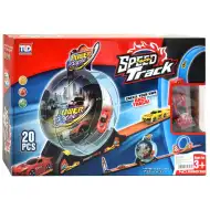 Speed Track 20db-os versenypálya hurokkal és hátrahúzható autóval 1/64