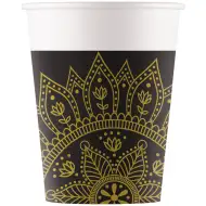 Mandala fekete-arany papírpohár 8db-os szett 200ml