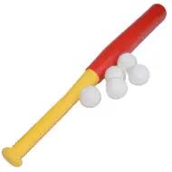 Piros műanyag baseball ütő szett labdákkal 56cm
